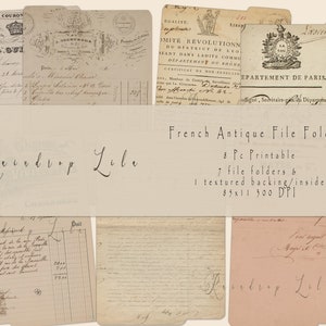 フランスのアンティーク ファイル フォルダー 印刷可能 - ドキュメント N121 印刷可能 - Raindrop Lila Junk Journal デジタル