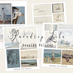 Vacances en bord de mer, vacances à la plage, vintage Ephemera INSTANT DOWNLOAD Junk Journal imprimable numérique