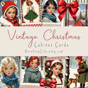 Cartes de Noël vintage I, cartes de journalisation, filles vintage douces, album de scrapbooking, journal lilas indésirable Raindrop imprimable c124