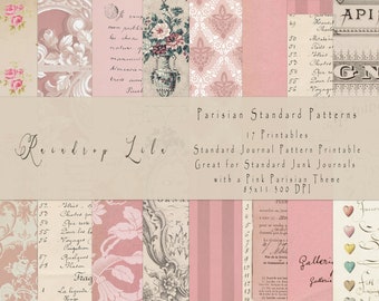 Parisian Standard Patterns - JUNK JOURNAL PRINTABLE- Raindrop Lila French Paper Kit