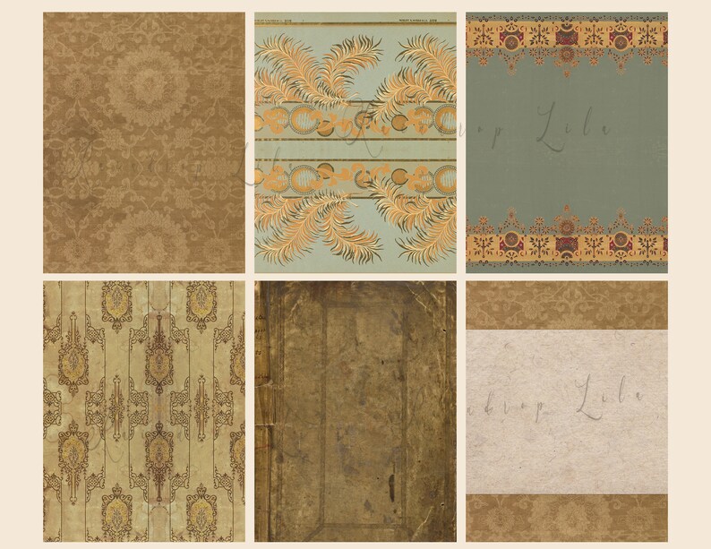 Journal Pattern Paper Design Timeless Patterns Tall Journal Printable - Instant Download, Vintage ...