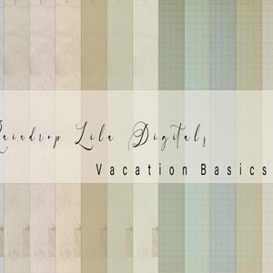 Vacation Basics  14 Pc Background Paper, Backing Paper, Neutral INSTANT DOWNLOAD Junk Journal digital