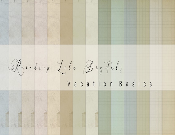 Vacation Basics  14 Pc Background Paper, Backing Paper, Neutral INSTANT DOWNLOAD Junk Journal digital