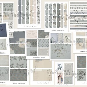 Camille Digital druckbare Ephemera Karten Tickets Faux Washi für Junk Journals