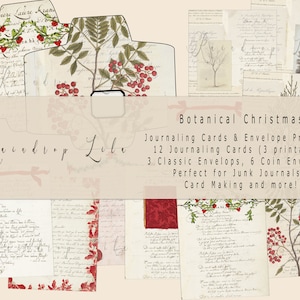 Diario di Natale botanico effimero stampabile con sfondo in caratteri francesi - DOWNLOAD IMMEDIATO - Raindrop Lila, RoseRed
