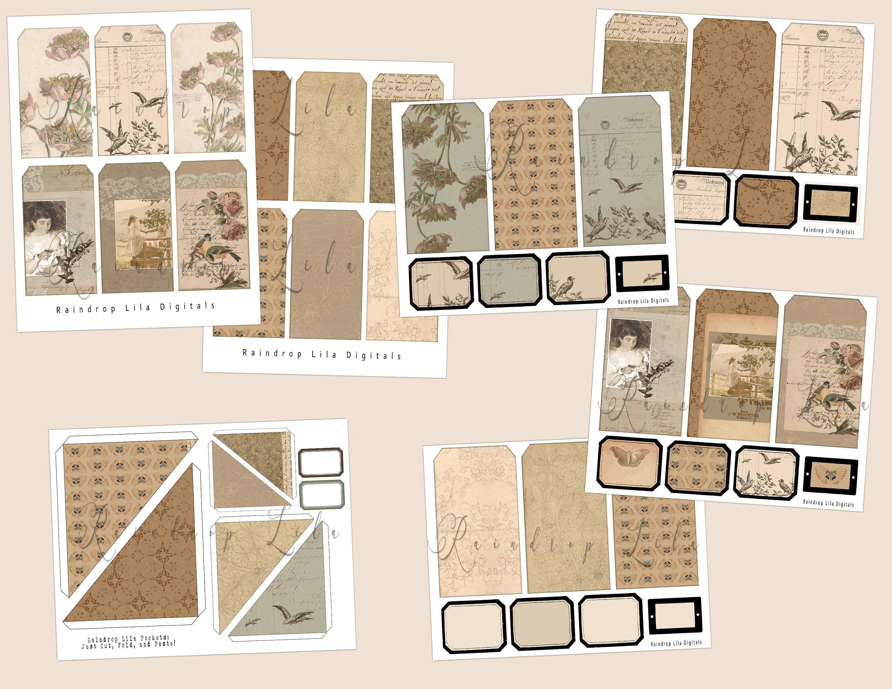Junk Journal Printable Tags Pockets and Labels - SWEET TOMORROW Add on ...