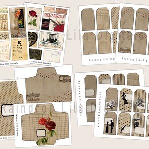 Kit Kraft Digital Ephemera, papéis para impressão de scrapbook, coleção de papel, pacote de papel digital, diário Grunge Junk, dia dos namorados, amor