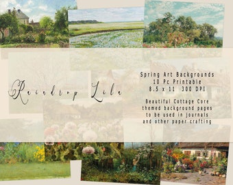 Junk Journal Printable - COTTAGE CORE Spring Art backgrounds - Raindrop Lila Digital Art