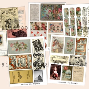 Éphémère vintage de Rosie à ajouter imprimable - Raindrop Lila numérique pour Junk Journal
