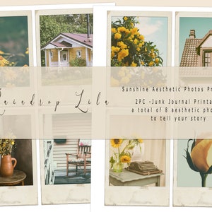 Junk Journal esthétique photo imprimable - Sunshine Days - INSTANT DOWNLOAD - Raindrop Lila Floral digital
