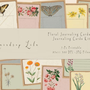 Cartes de journalisation florales II - pastel botanique imprimable - lilas goutte de pluie - téléchargement immédiat