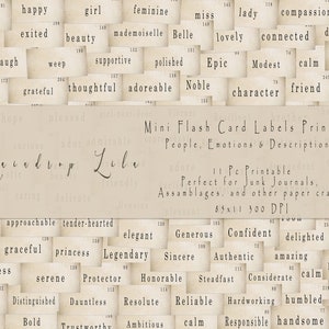 Émotions des gens et descriptions -MINI- étiquette de carte Flash imprimable - téléchargement numérique Raindrop Lila - mots, sentiments, cartes-éclair