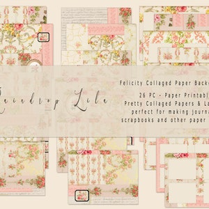 Felicity Wallpaper Collaged Papers Collection - INSTANT DOWNLOAD - Raindrop Lila Digital kit for Junk Journaling