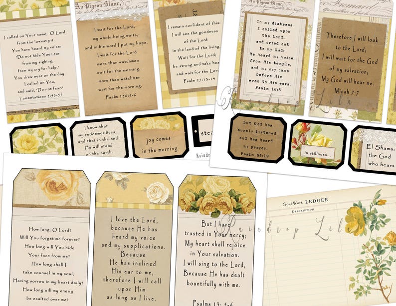 Yellow Roses Bible Verse Journaling Printable, Tags & Ephemera, INSTANT ...