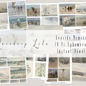 Seaside Memories Ephemera Kit, ART DIGITALS,  10 Pc Printable Junk Journal kit