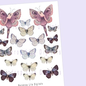 Borboletas Lavender Mae para impressão, arquivo digital para Junk Journaling e criação de cartões