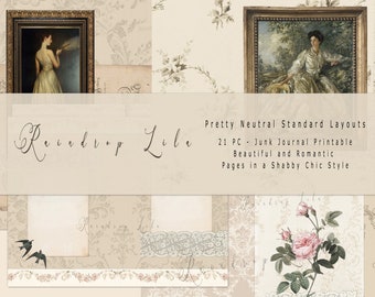 Pretty Neutral Standard Journal Layouts- INSTANT DOWNLOAD - Raindrop Lila Digital kit for Junk Journaling and art