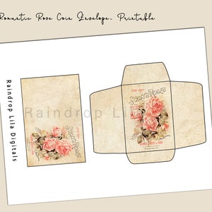 Enveloppe et carte pour pièces de monnaie imprimables roses