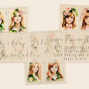 Cartões de registro no diário para impressão - CHLOE - Sisters in Bloom -Download instantâneo, Journal Junk Ephemera Art, Raindrop Lila