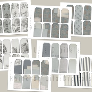 Camille Medium Sized Digital Tags for Junk Journals