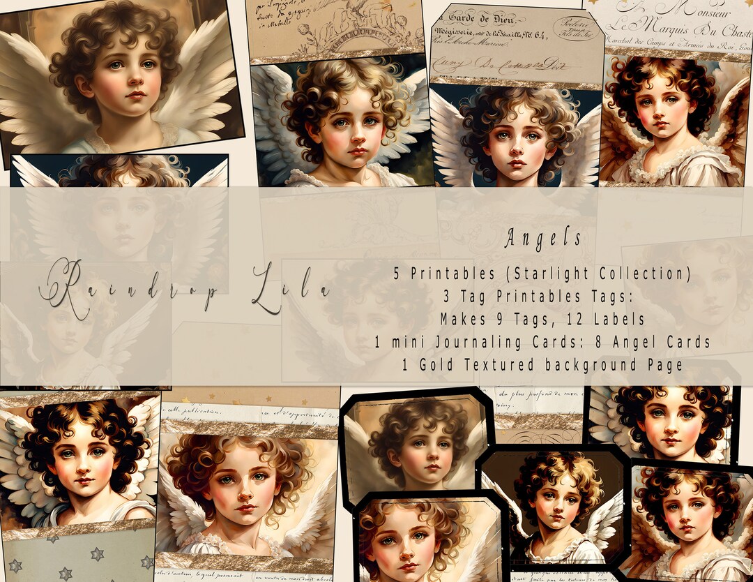 Angels Ephemera Printable- Tags, Labels, Journaling Cards, Old World ...