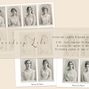Victorian Ladies in White Printable for Junk Journals -INSTANT DOWNLOAD- Raindrop Lila digitals