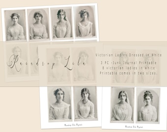 Victorian Ladies in White Printable for Junk Journals -INSTANT DOWNLOAD- Raindrop Lila digitals