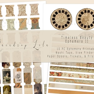 Zeitlose Schönheit Ephemera II Junk Journal Printable - Sucher, Tickets, Washi, Garnrollen, Dateiordner - Sofortiger Download druckbar