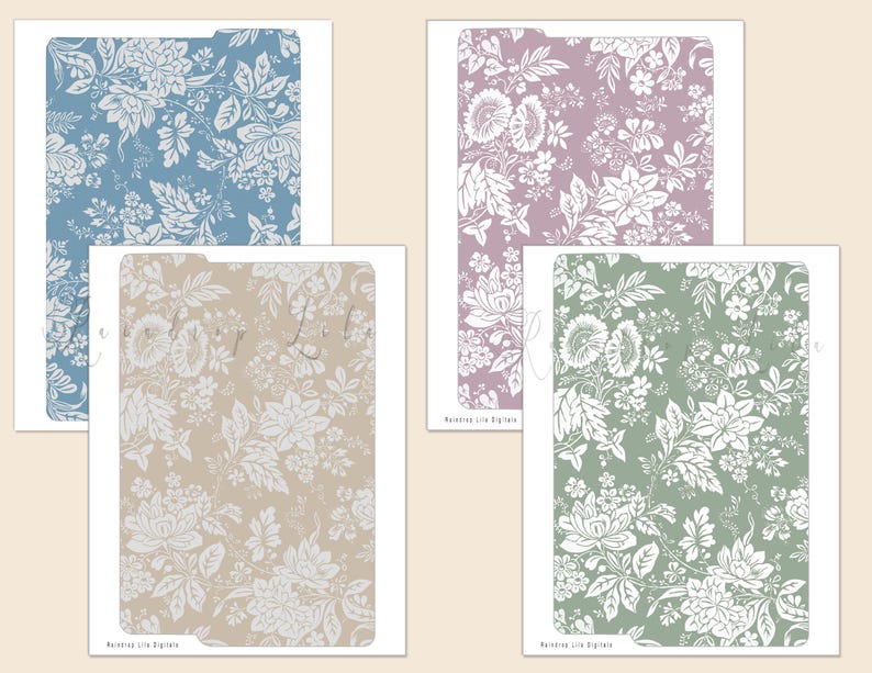 Floral Pastel File Folder Printable, Junk Journal Add on Digital Kit ...