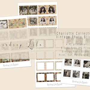 Diapositivas vintage de Charlotte - Diapositivas imprimibles - Junk Journal digital Raindrop Lila Art