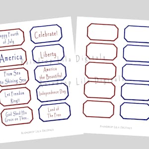 Freedom Collection Patriotic printable Labels kit for Junk Journaling