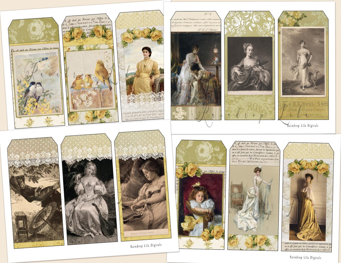 Yellow Roses Tags, Printable, Standard Junk Journal Kit, INSTANT ...