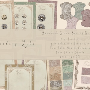 Savannah Grace Sewing Notions Afdrukbaar - Shabby Chic Junk Journal digi kit - Raindrop Lila Art