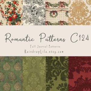 Romantische Weihnachtsmuster - große Hintergrundseiten C124 - Vintage Journal Printable - Regentropfen Lila Kunst, digitaler Download, Scrapbook