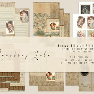 Emanuel Tall Journal Layouts - Nativity Christmas Printable- INSTANT DOWNLOAD - Junk Journal Art
