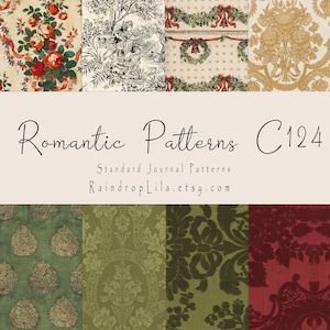 Romantische kerstpatronen - standaard achtergrondpagina's C124- Vintage dagboek afdrukbaar - regendruppel lila kunst digitale download, plakboek