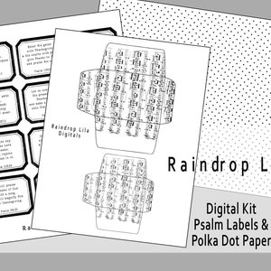 Grayscale Psalm Labels Polka dot Digital Printable DIY Card & Coin Envelope Kit