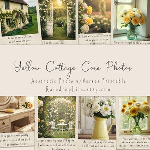 Yellow Cottage Core Instant Photos avec versets de la Bible, imprimable, kit de journal indésirable, téléchargement immédiat, numérique Raindrop Lila, Faith Journal