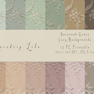 Fondo imprimible de encaje Savannah Grace - Kit digital de diario basura Shabby Chic - Arte Raindrop Lila
