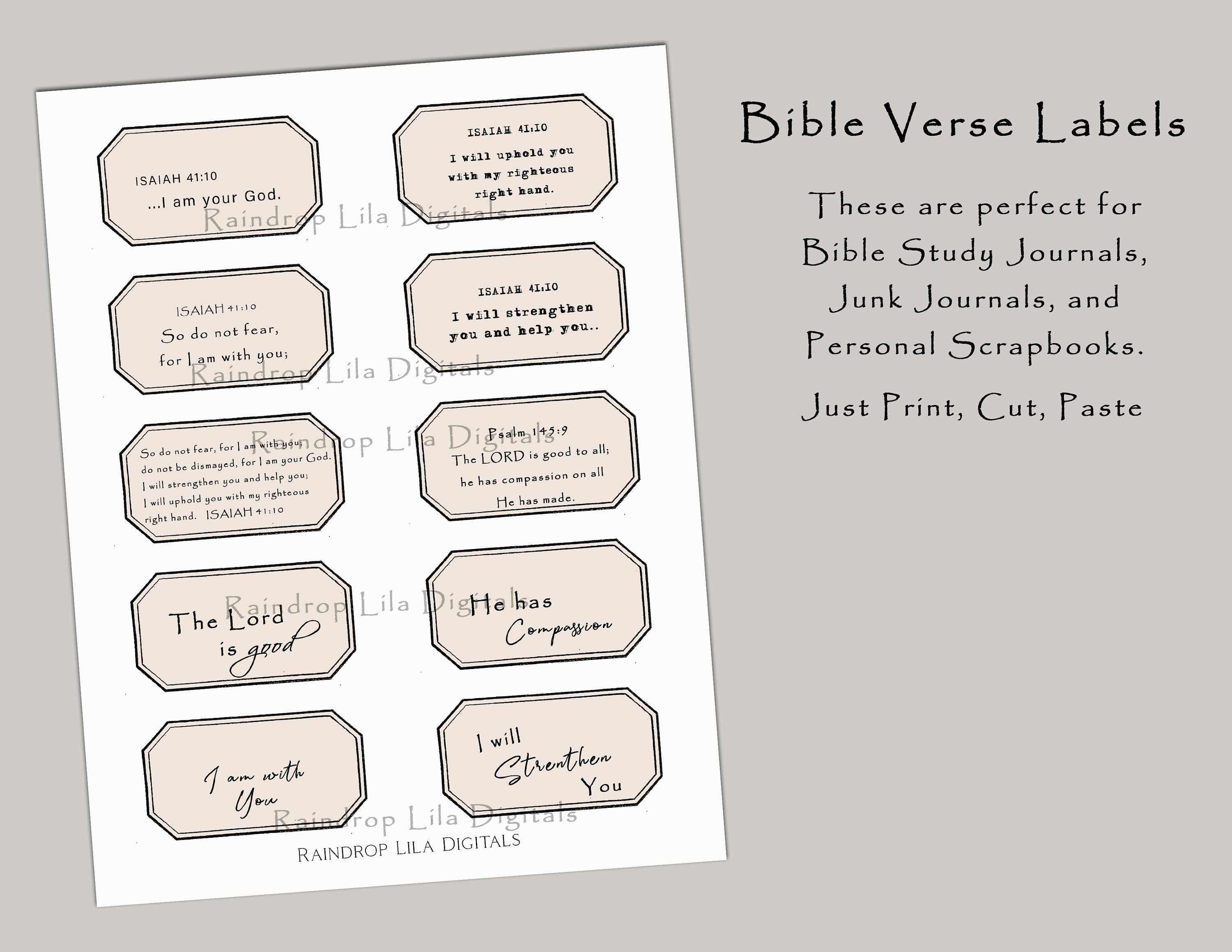 Digital Colored Encouraging Verse Labels Isaiah 41 & Psalm 145 Etsy UK