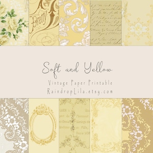 Carta vintage morbida e gialla, sfondo stampabile, kit standard per diario spazzatura, download immediato, Raindrop Lila digitale, scrapbooking,