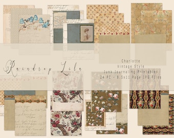 Charlotte's Tall Journal Layouts - Digital Download - Antique Papers and Wallpaper- Printables for Junk Journals and Art