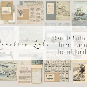 Seaside Nautical II,  23 Pc Printable Layouts, INSTANT DOWNLOAD Junk Journal digital