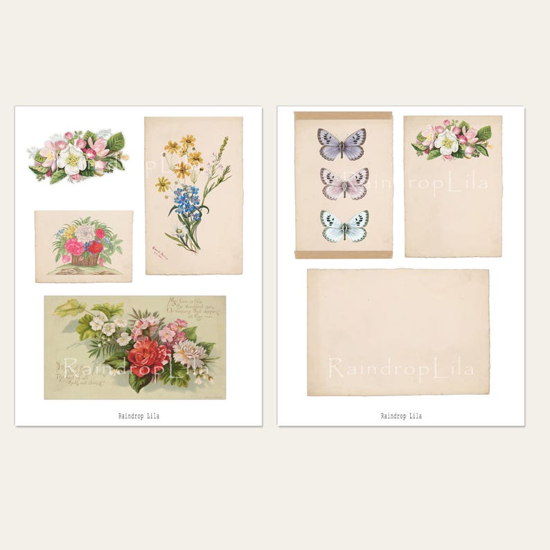 Floral Pastel Ephemera S26 Printable | Junk Journal Kit | Vintage ...