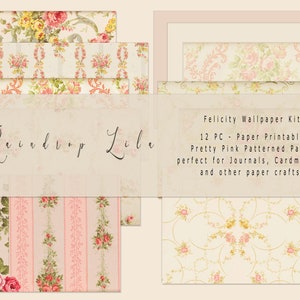 Felicity Wallpaper Collection - INSTANT DOWNLOAD - Raindrop Lila Digital kit for Junk Journaling