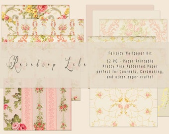 Felicity Wallpaper Collection - INSTANT DOWNLOAD - Raindrop Lila Digital kit for Junk Journaling