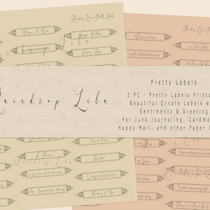 Hübsche Etiketten - Gefühle und Wörter zum Ausdrucken - INSTANT DOWNLOAD - Raindrop Lila Junk Journal digital