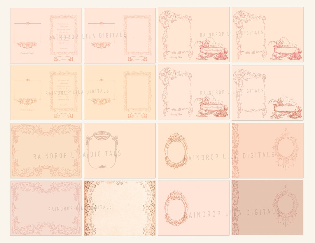 Pink Side Layout PEACHY PINK PAPER Layouts With Frames - Digital Printable - Etsy