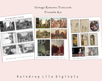Romantische Vintage Postkarte Digital Ephemera