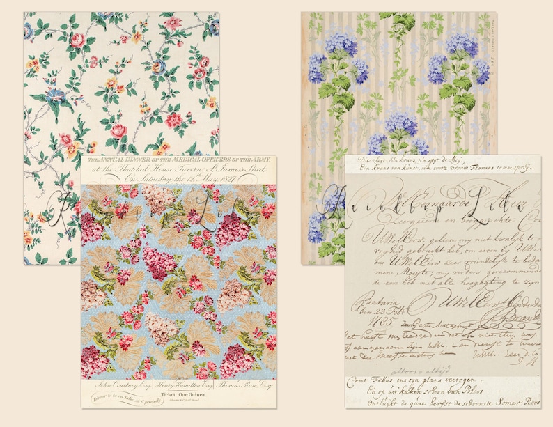 May include: A vintage floral patterned fabric with a blue background and pink and white flowers. The fabric is surrounded by a white border with text that reads "The Annual Dinner of the Medical Officers of the Army, at the Hotel Metro Tavern, St. James Street, On Saturday the 12 May 1877."